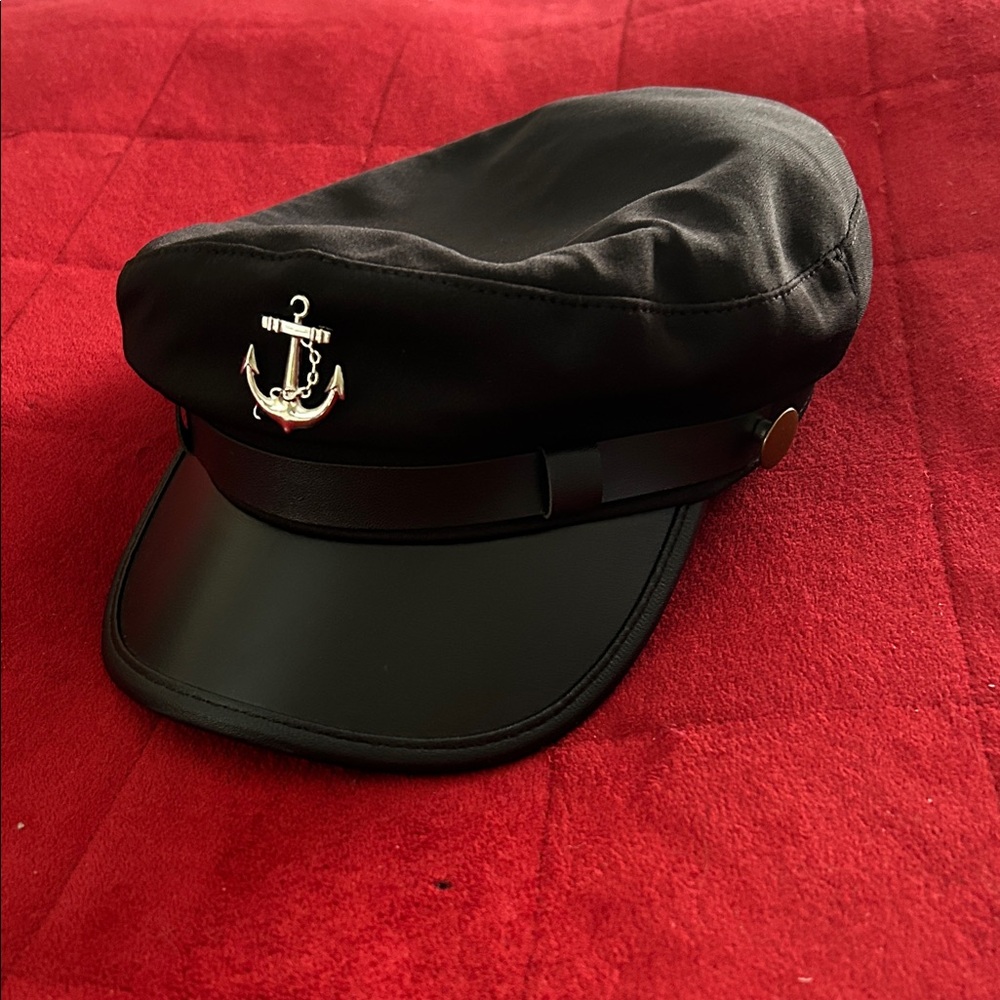 Black Sailor Cap with Anchor Emblem
